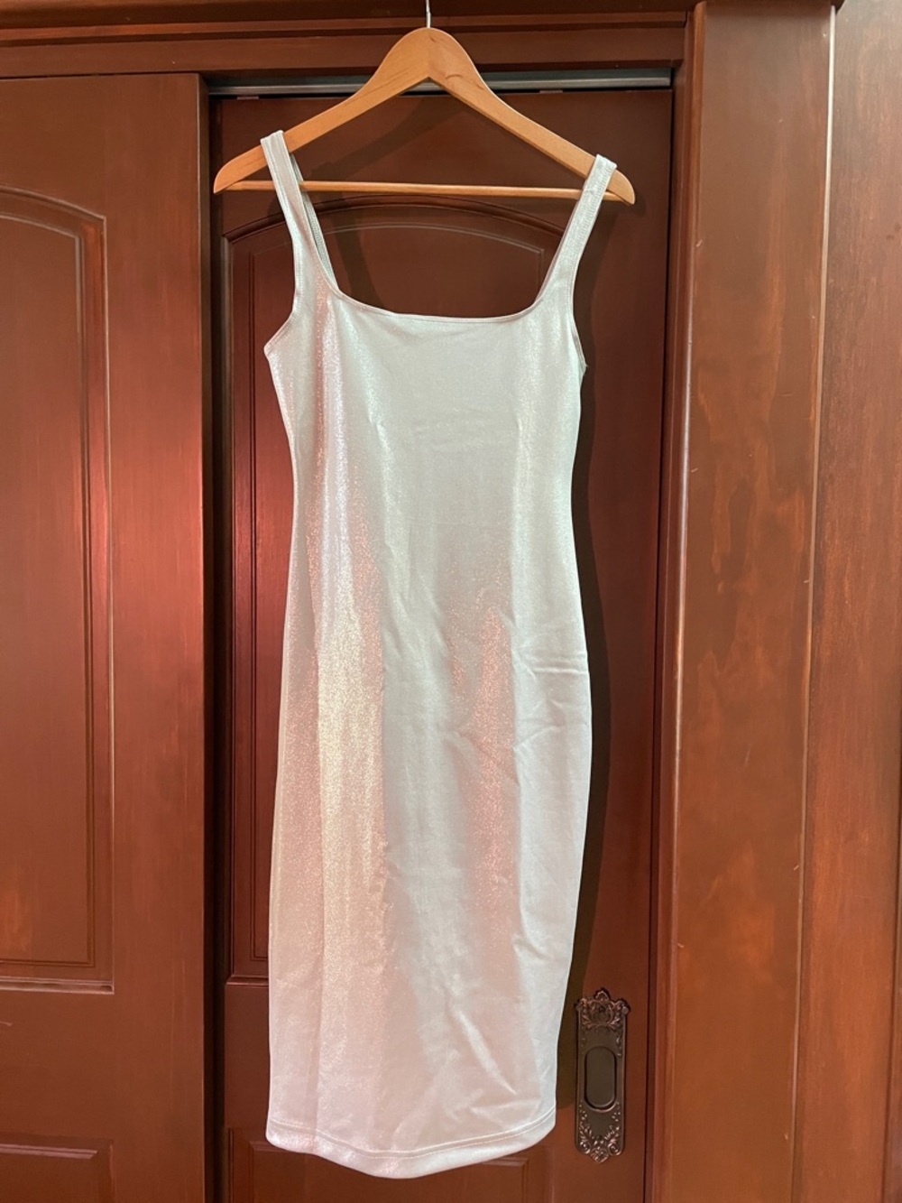 American Apparel Shimmery silver Midi Bodycon Dress m like new